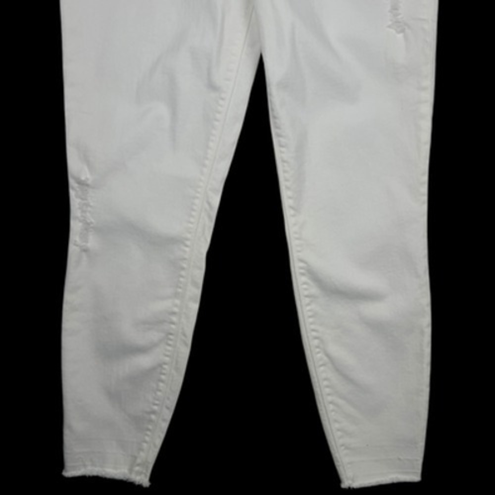 Spanx Jeans Womens L White Distressed Skinny Shaping Pull On Stretch Denim Pants - Picture 4 of 11